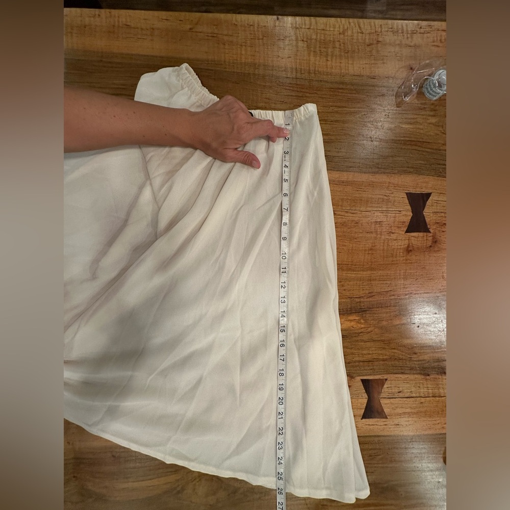 Vintage Cream Midi A Line Smocked Skirt EUC - Picture 5 of 5